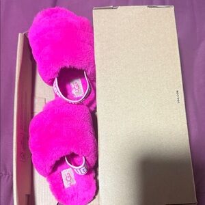 UGG Vibrant Pink Fluffy Slippers